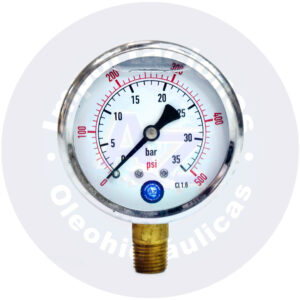 MANOMETRO CON GLICERINA CARATULA  2 1/2 " CONEXI?N LATERAL  1/4" NPT RANGO (0 A 500) PSI/BAR REF:  0-500 PSI - COD:009100
