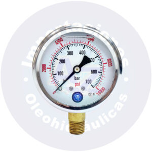 MANOMETRO CON GLICERINA CARATULA  2 1/2 " CONEXI?N LATERAL  1/4" NPT RANGO (0 A 10,000) PSI/BAR REF:  0-10,000 PSI - COD: 009104