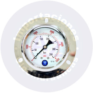 MANOMETRO CON GLICERINA CARATULA  2 1/2 " CONEXI?N TRASERA 1/4" NPT RANGO (0 A 5,000) PSI/BAR REF:  0-5,000 PSI - COD:009108