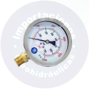 MANOMETRO CON GLICERINA CARATULA 4" CONEXI?N LATERAL 1/2" NPT RANGO (0 A 10,000) PSI/BAR REF:  0-10,000 PSI - COD:009111