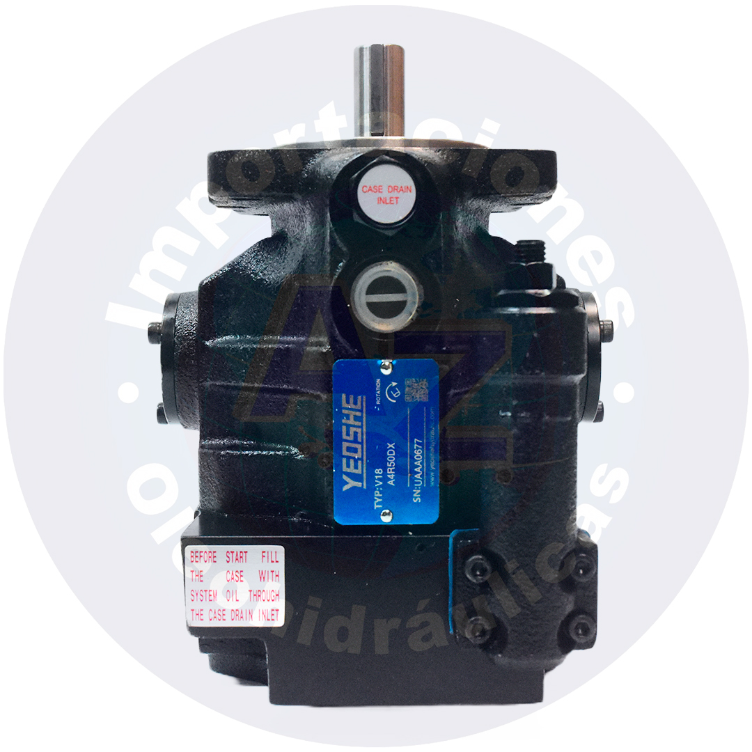 BOMBA COMPENSADOR EST?NDAR MONTAJE SAE B X SAE A 1 IN/REV 8,5 GPM EJE 19 mm THRU DRIVE SAE A REF: V18A4R50DX COD: 008018